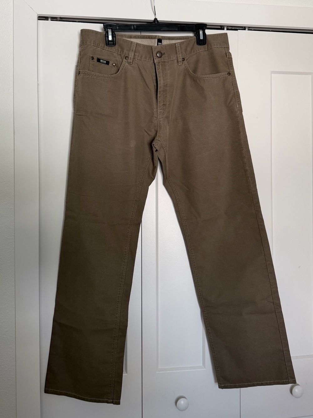 Hugo Boss Mens Khaki Regular Fit Pants